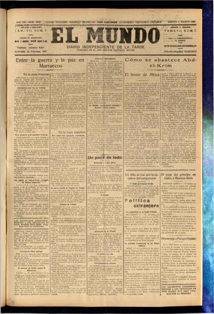 Miniatura de El Mundo del 11 de agosto de 1925