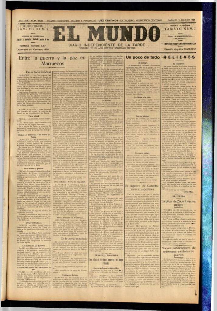 Miniatura de El Mundo del 15 de agosto de 1925