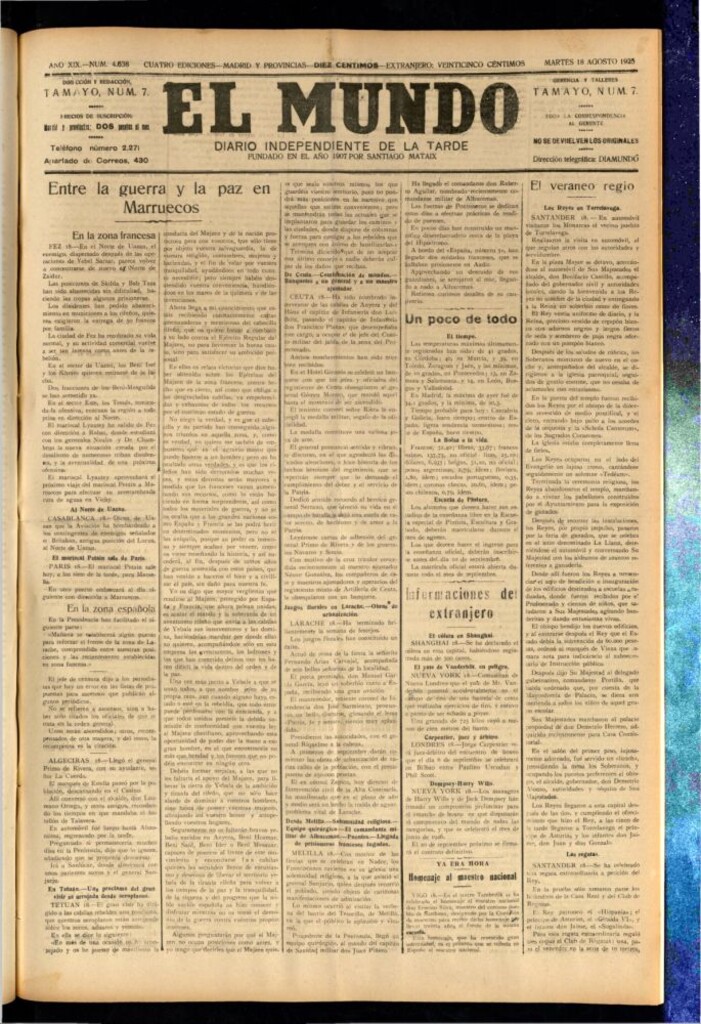 Miniatura de El Mundo del 18 de agosto de 1925