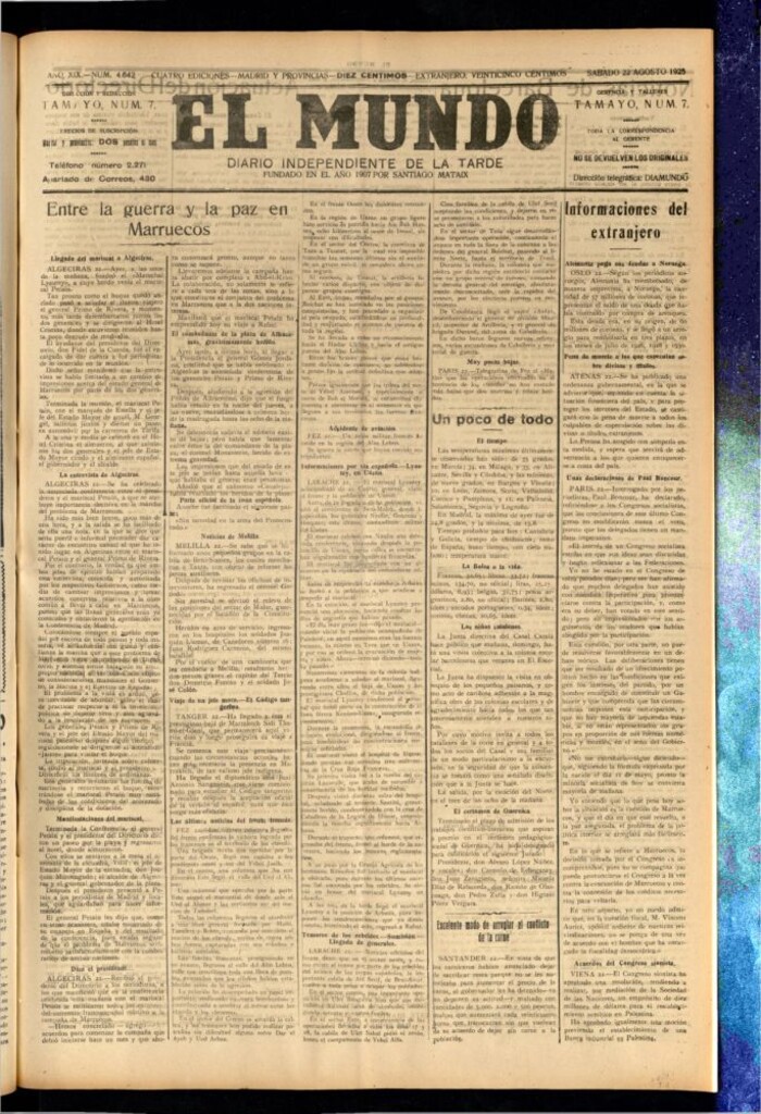Miniatura de El Mundo del 22 de agosto de 1925