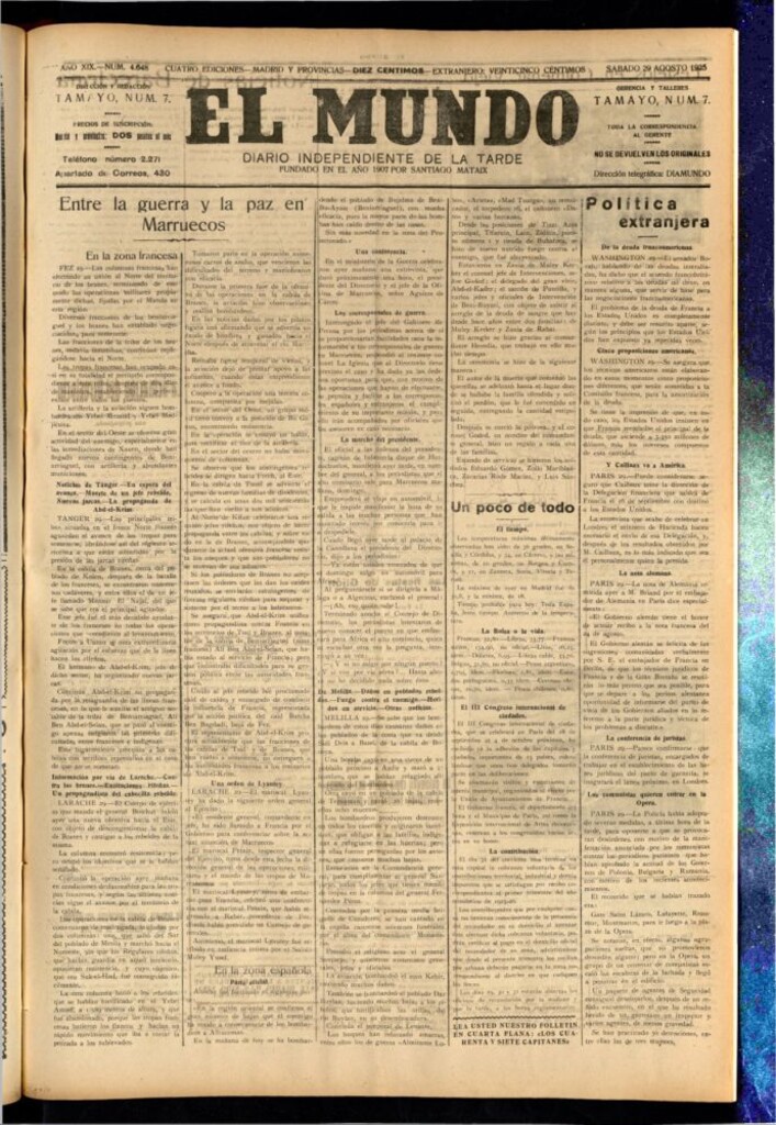 Miniatura de El Mundo del 29 de agosto de 1925