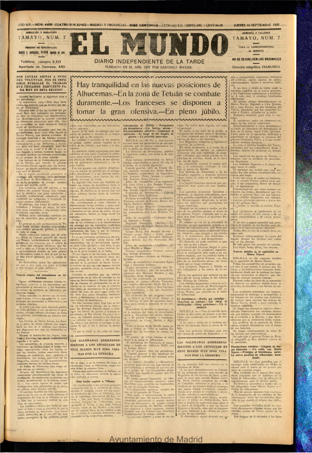 Miniatura de El Mundo del 10 de septiembre de 1925