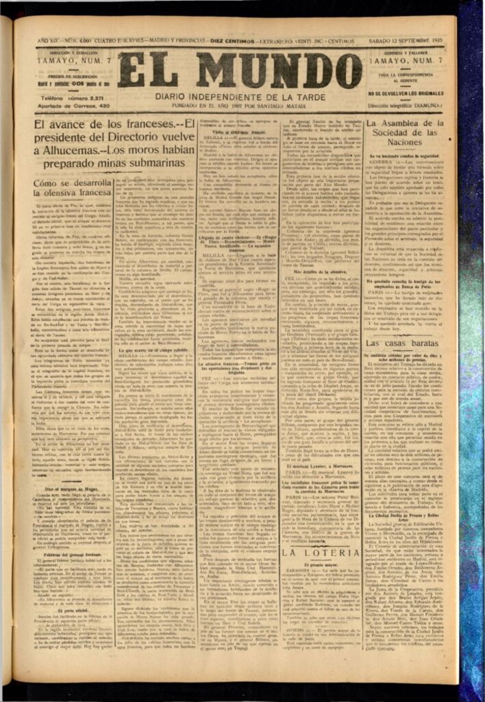 Miniatura de El Mundo del 12 de septiembre de 1925