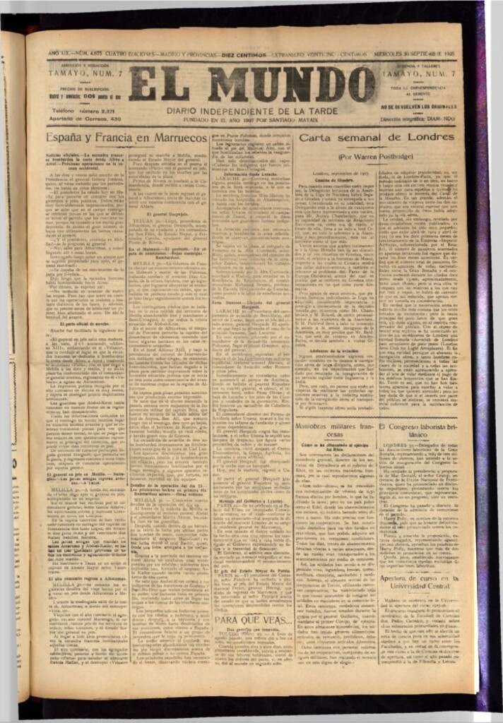 Miniatura de El Mundo del 30 de septiembre de 1925