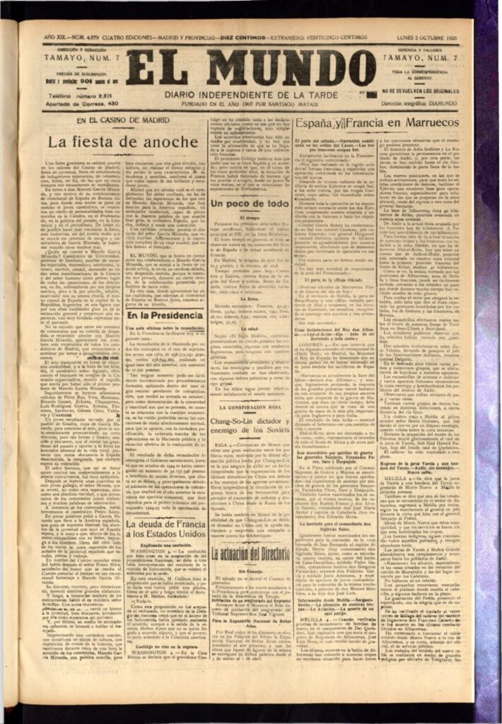 Miniatura de El Mundo del 5 de octubre de 1925