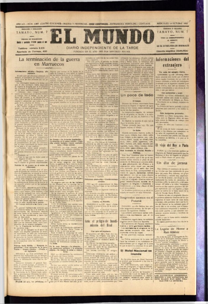 Miniatura de El Mundo del 14 de octubre de 1925