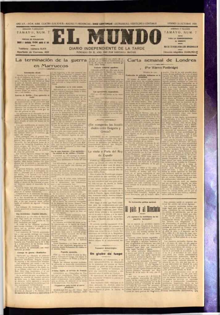 Miniatura de El Mundo del 23 de octubre de 1925