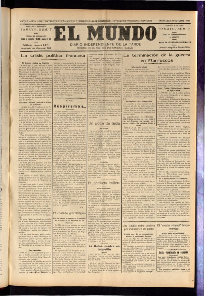 Miniatura de El Mundo del 28 de octubre de 1925