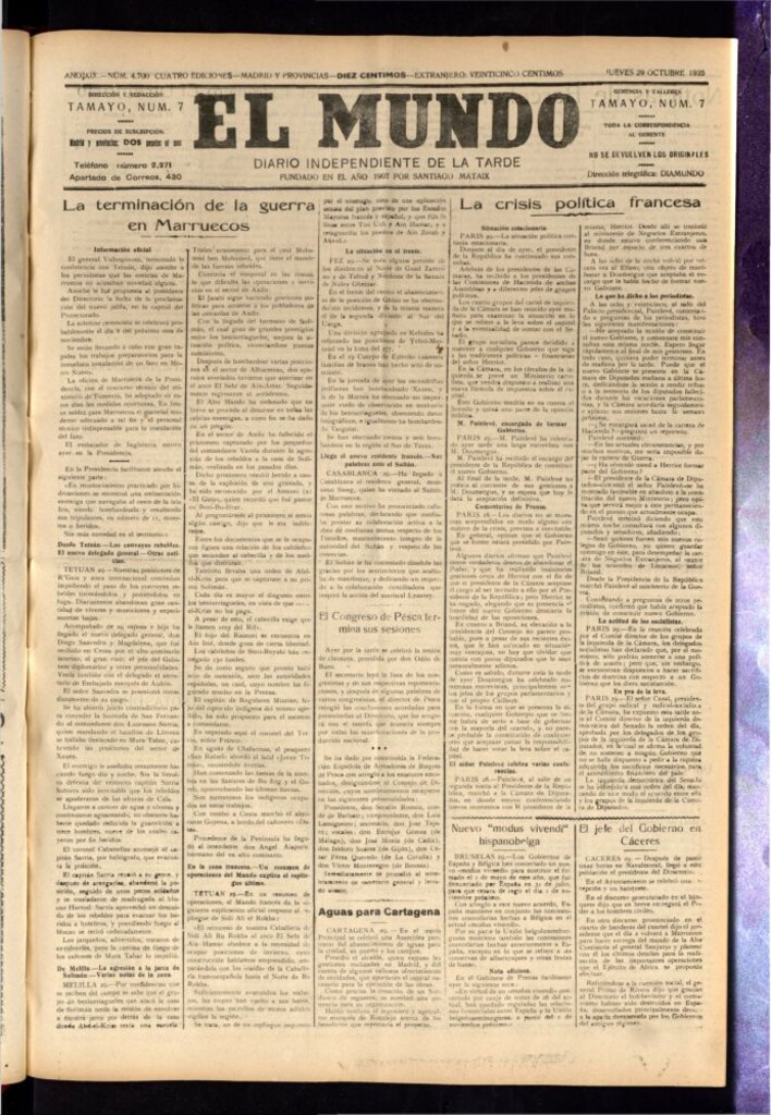 Miniatura de El Mundo del 29 de octubre de 1925