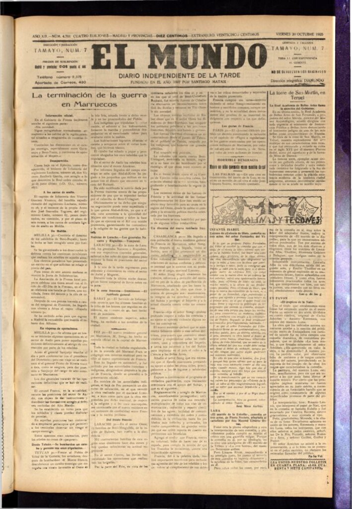 Miniatura de El Mundo del 30 de octubre de 1925