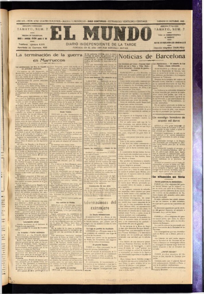 Miniatura de El Mundo del 31 de octubre de 1925