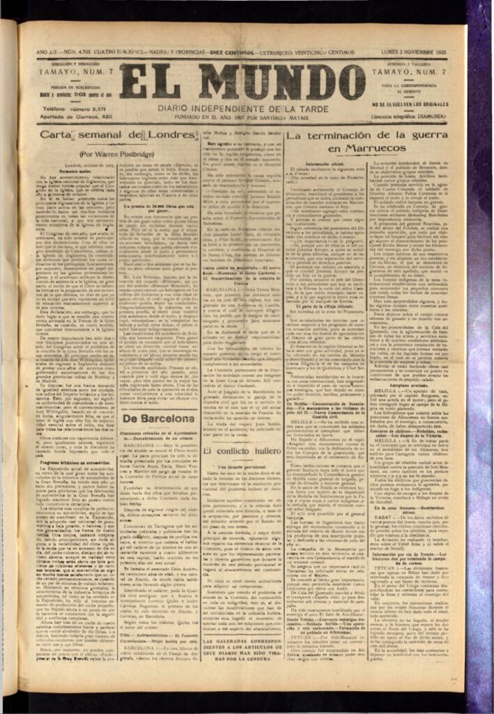 Miniatura de El Mundo del 2 de noviembre de 1925