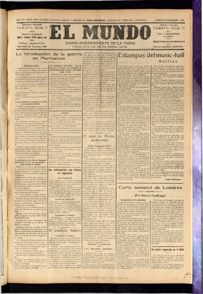 Miniatura de El Mundo del 3 de noviembre de 1925