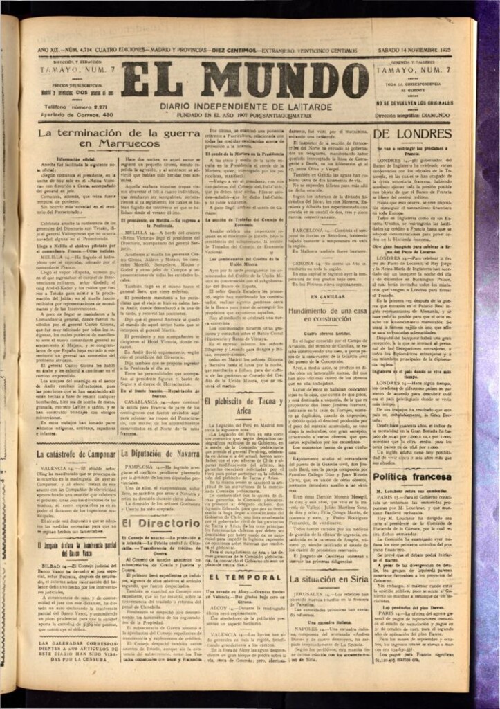 Miniatura de El Mundo del 14 de noviembre de 1925