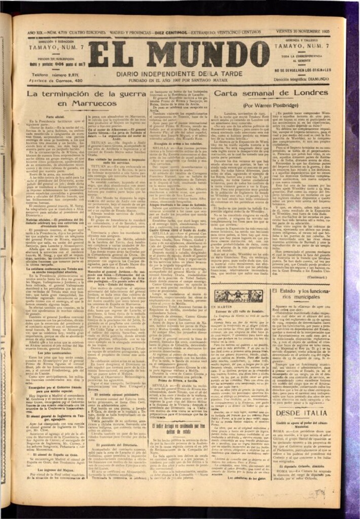 Miniatura de El Mundo del 20 de noviembre de 1925