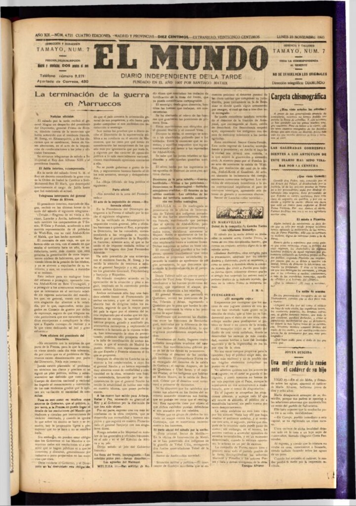 Miniatura de El Mundo del 23 de noviembre de 1925