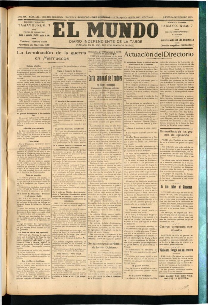 Miniatura de El Mundo del 26 de noviembre de 1925