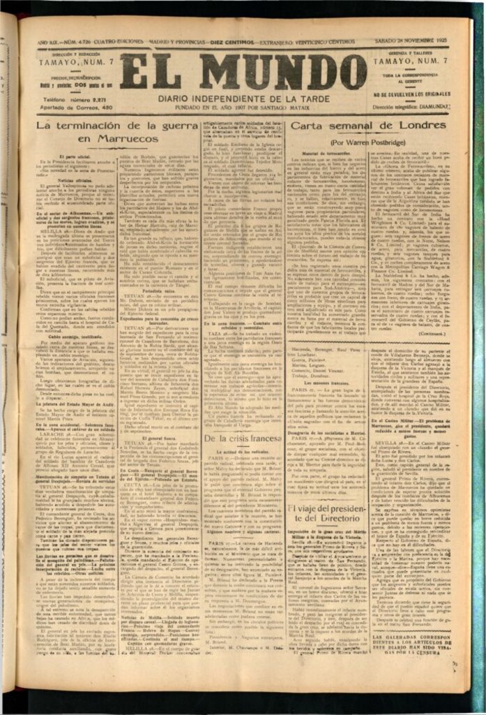 Miniatura de El Mundo del 28 de noviembre de 1925