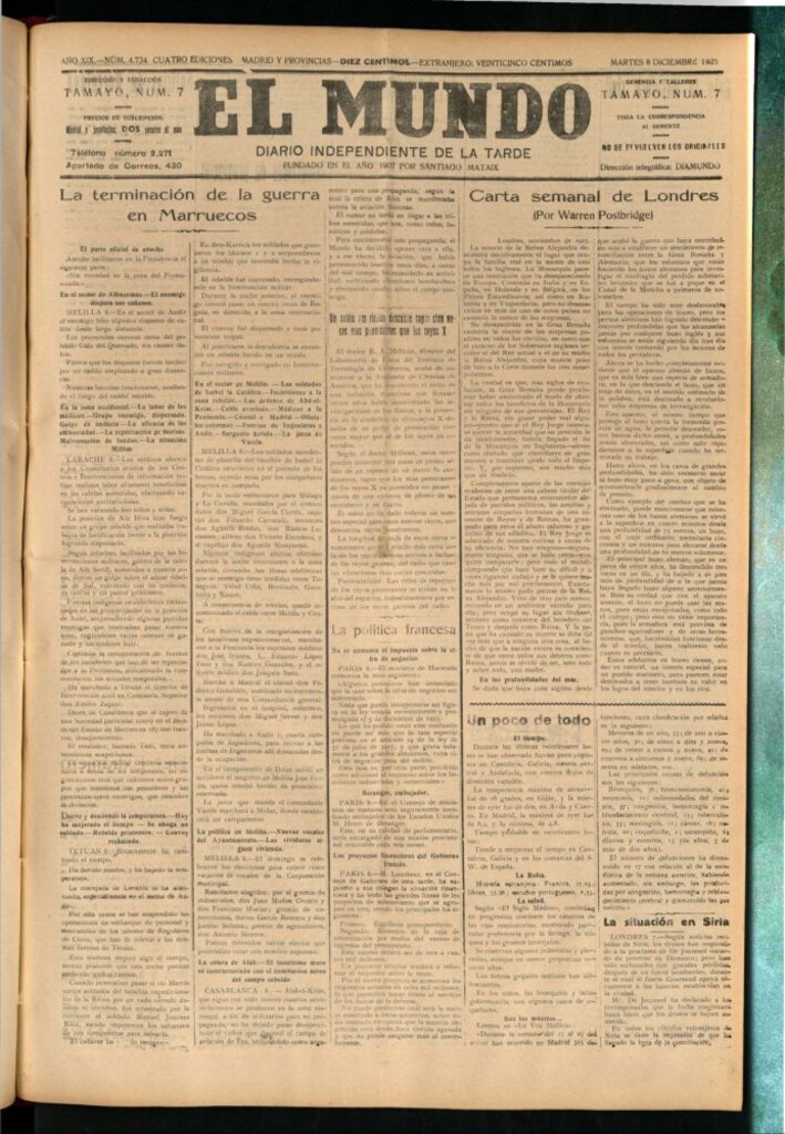 Miniatura de El Mundo del 8 de diciembre de 1925