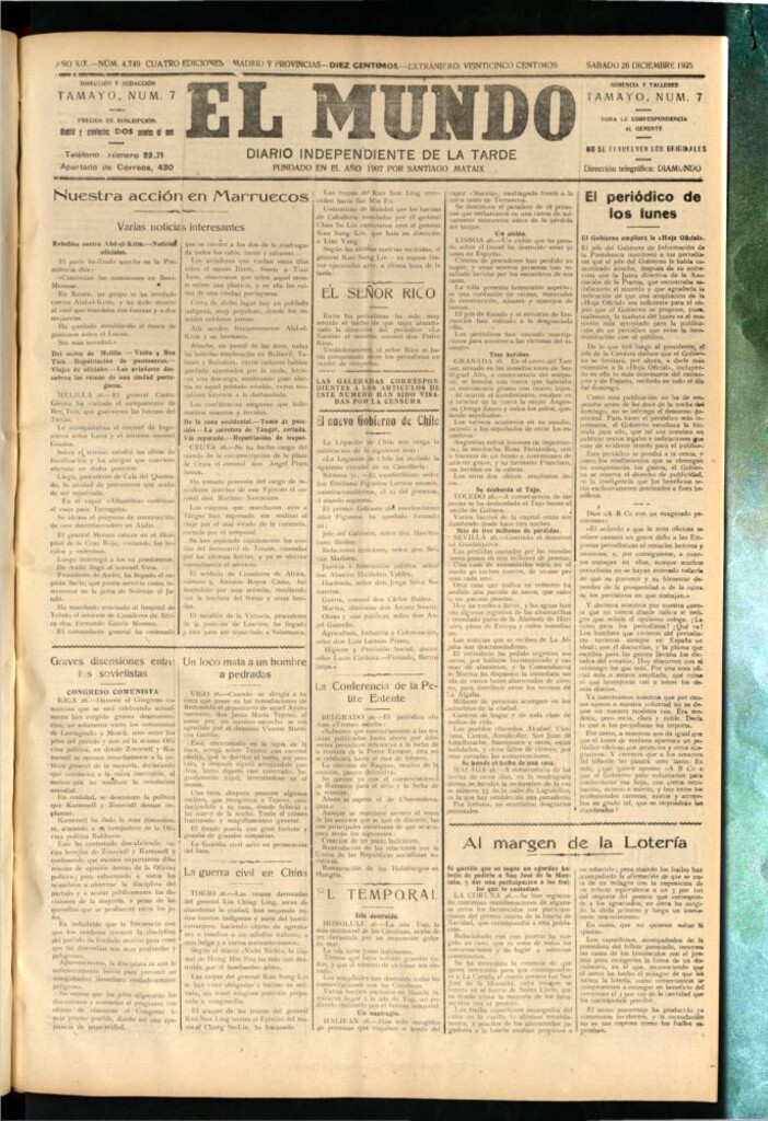 Miniatura de El Mundo del 26 de diciembre de 1925