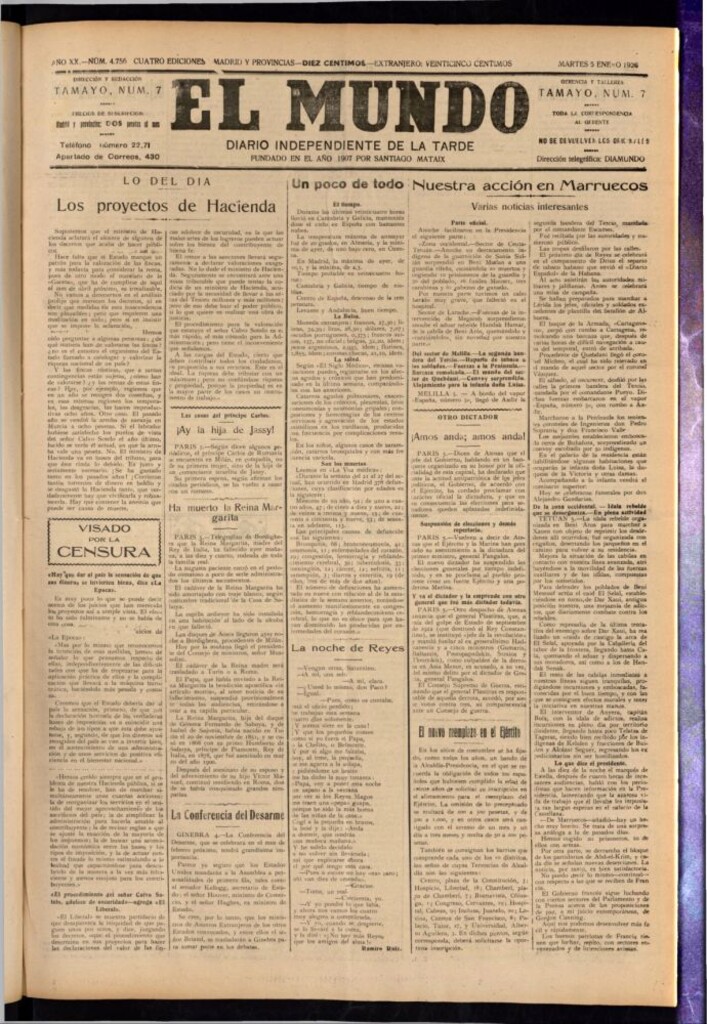 Miniatura de El Mundo del 5 de enero de 1926