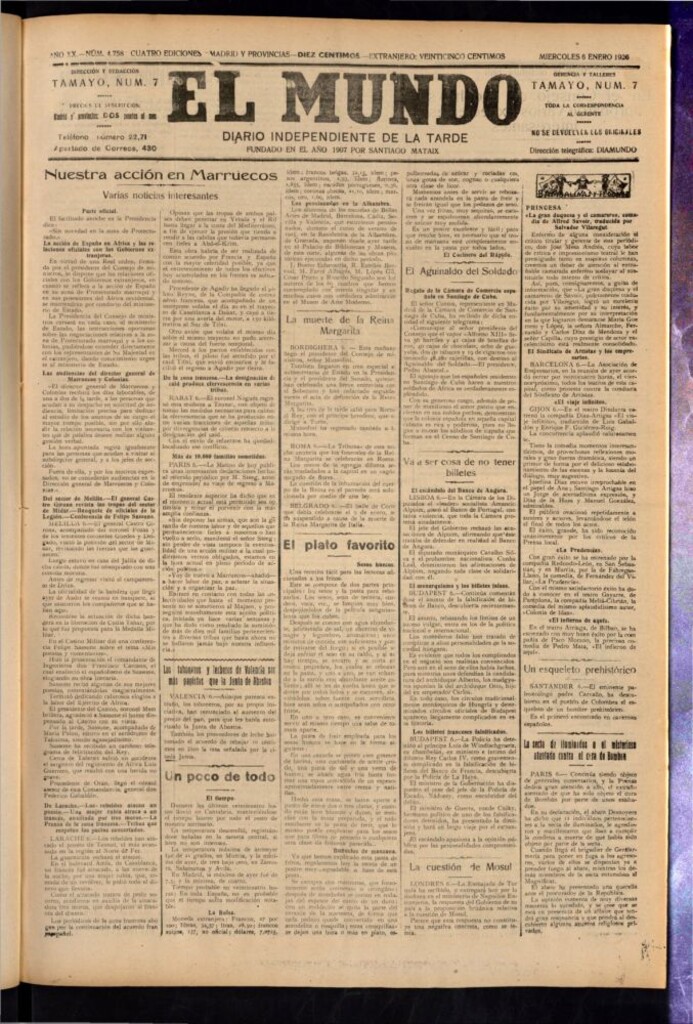 Miniatura de El Mundo del 6 de enero de 1926