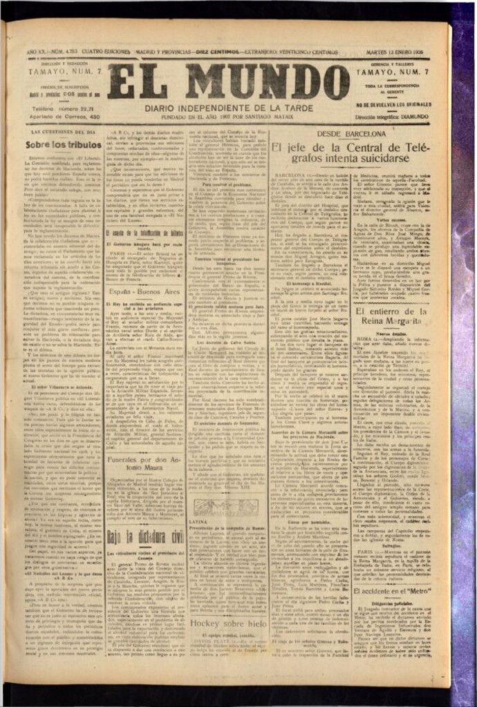 Miniatura de El Mundo del 12 de enero de 1926