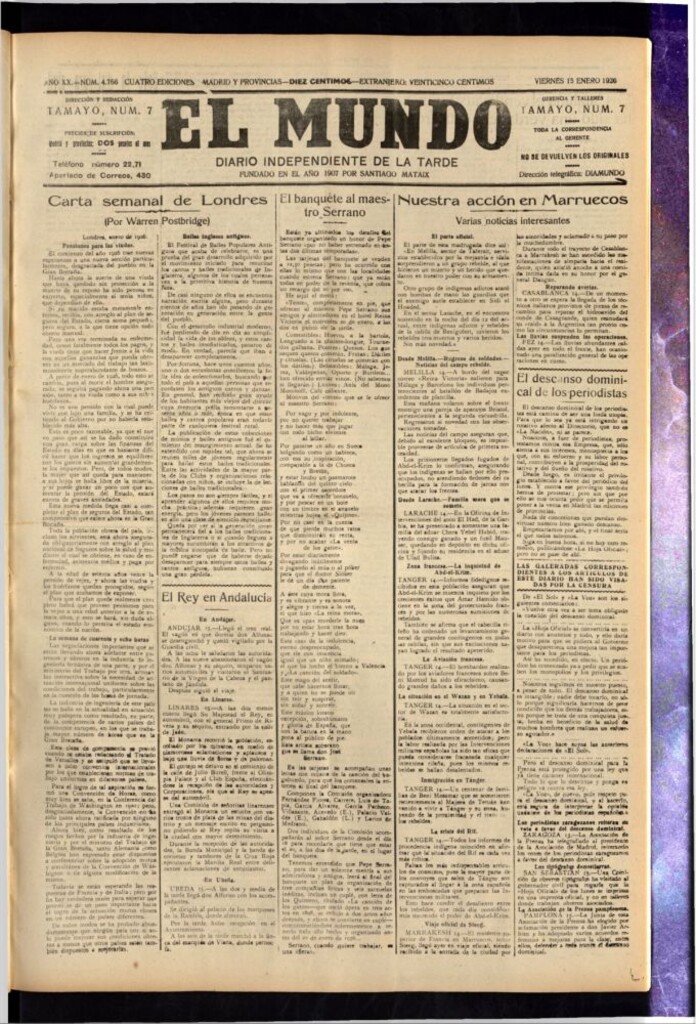 Miniatura de El Mundo del 15 de enero de 1926