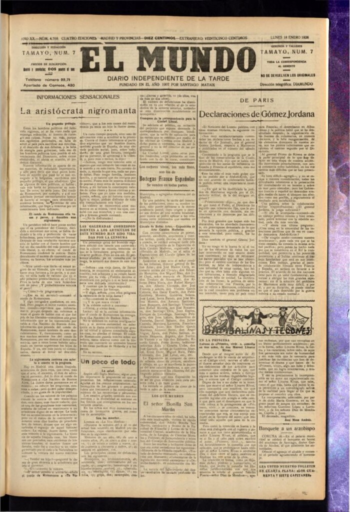 Miniatura de El Mundo del 18 de enero de 1926