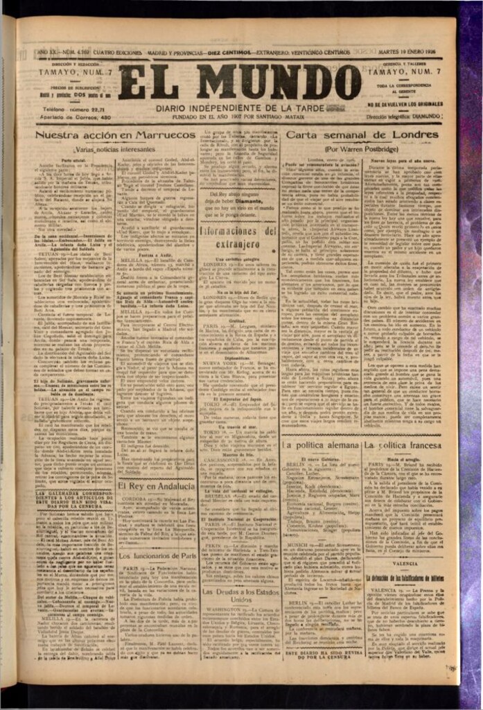 Miniatura de El Mundo del 19 de enero de 1926
