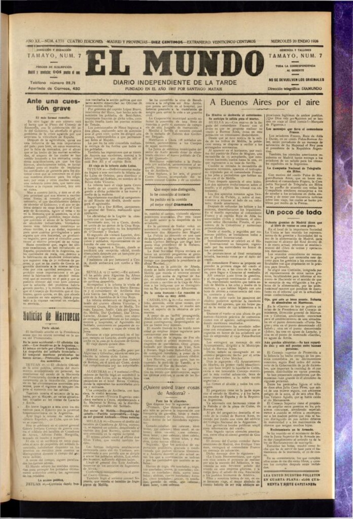 Miniatura de El Mundo del 20 de enero de 1926