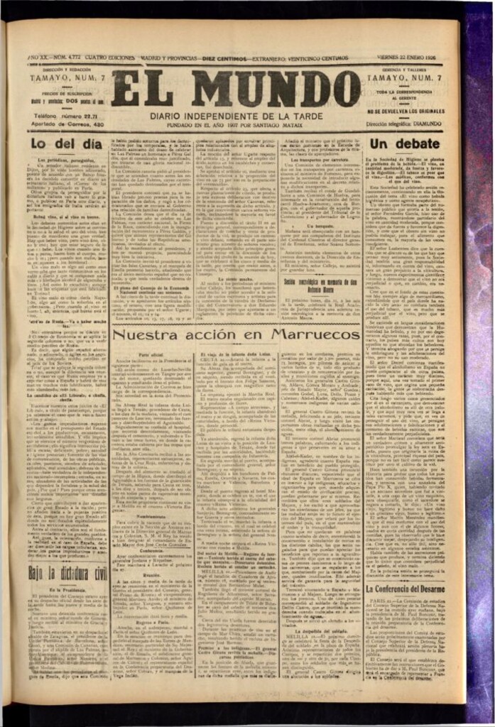Miniatura de El Mundo del 22 de enero de 1926