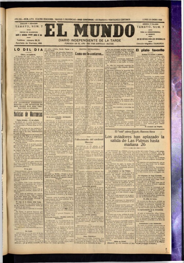 Miniatura de El Mundo del 25 de enero de 1926