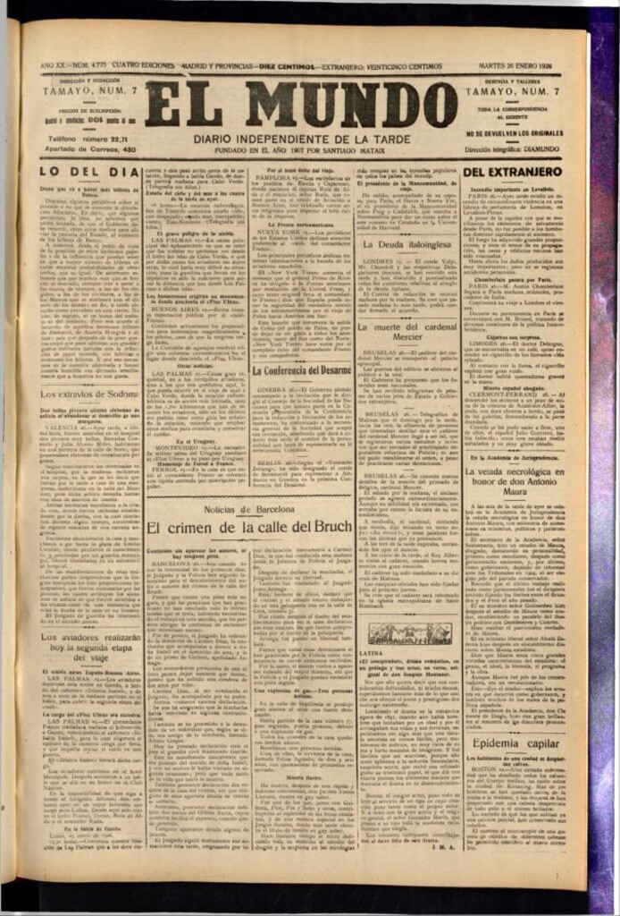 Miniatura de El Mundo del 26 de enero de 1926