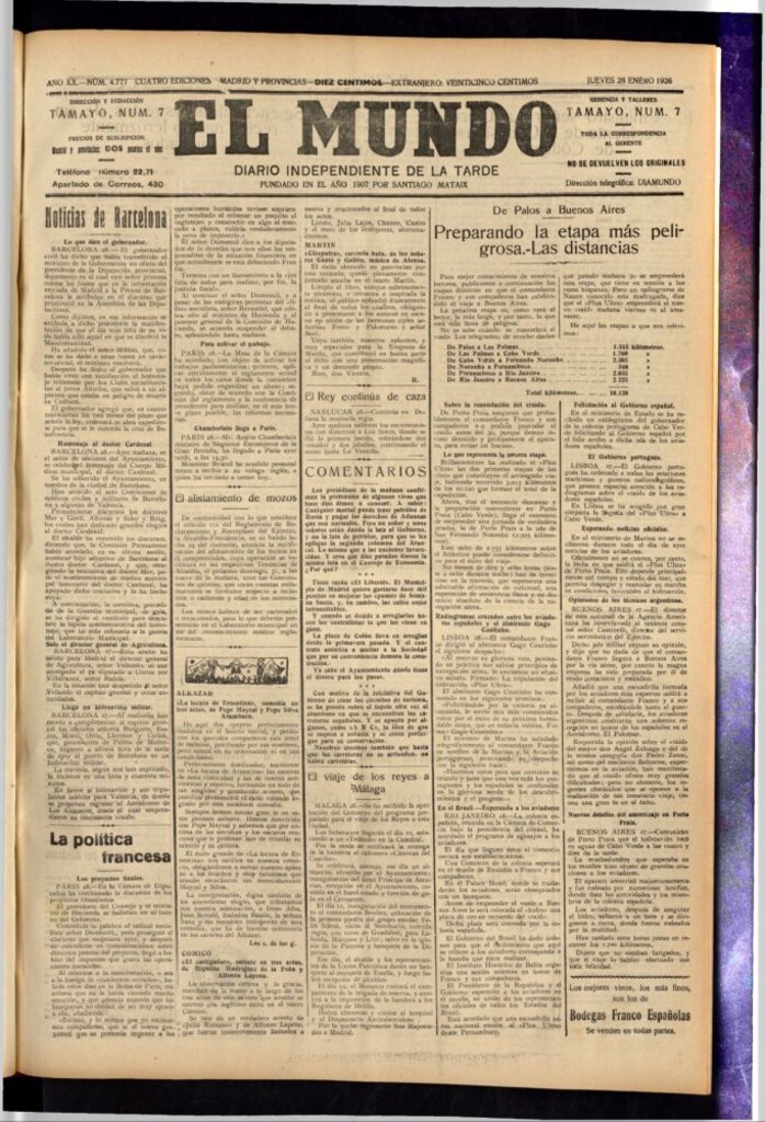 Miniatura de El Mundo del 28 de enero de 1926