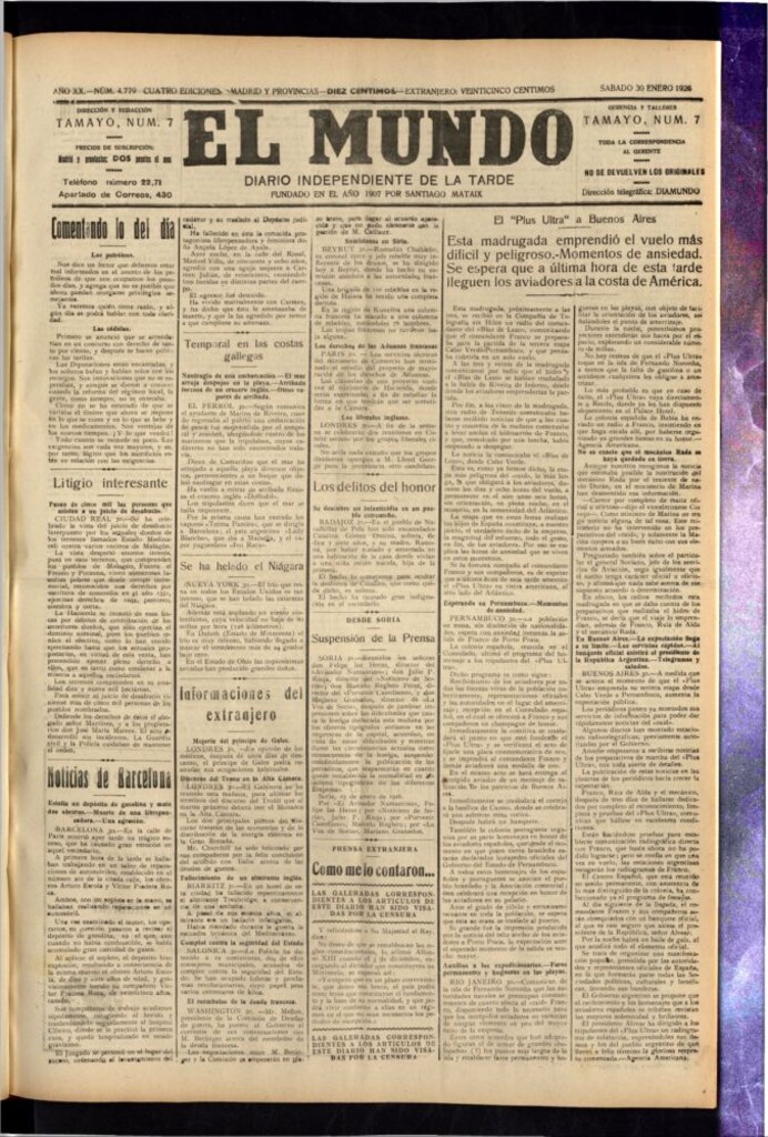 Miniatura de El Mundo del 30 de enero de 1926