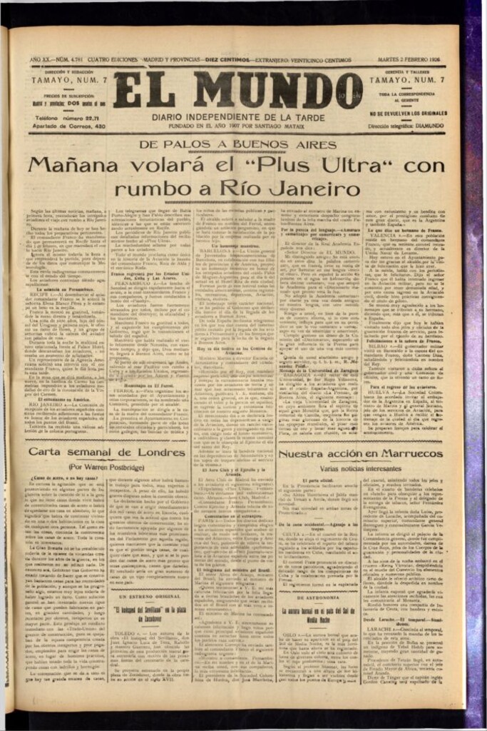 Miniatura de El Mundo del 2 de febrero de 1926