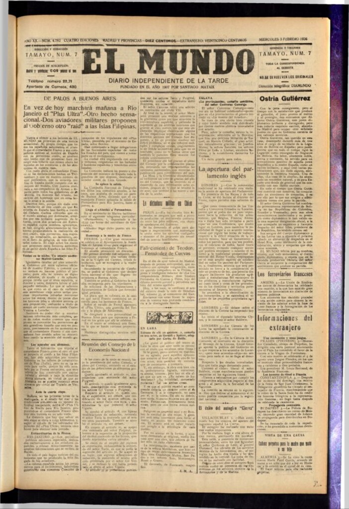 Miniatura de El Mundo del 3 de febrero de 1926