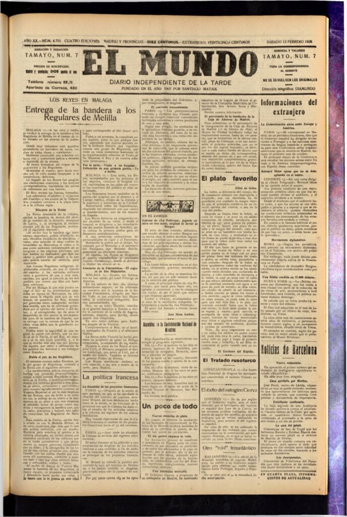 Miniatura de El Mundo del 13 de febrero de 1926
