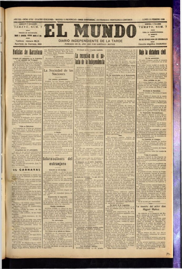 Miniatura de El Mundo del 15 de febrero de 1926