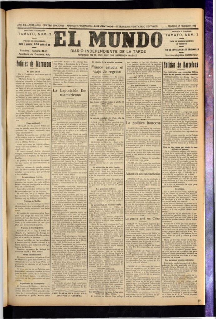 Miniatura de El Mundo del 16 de febrero de 1926