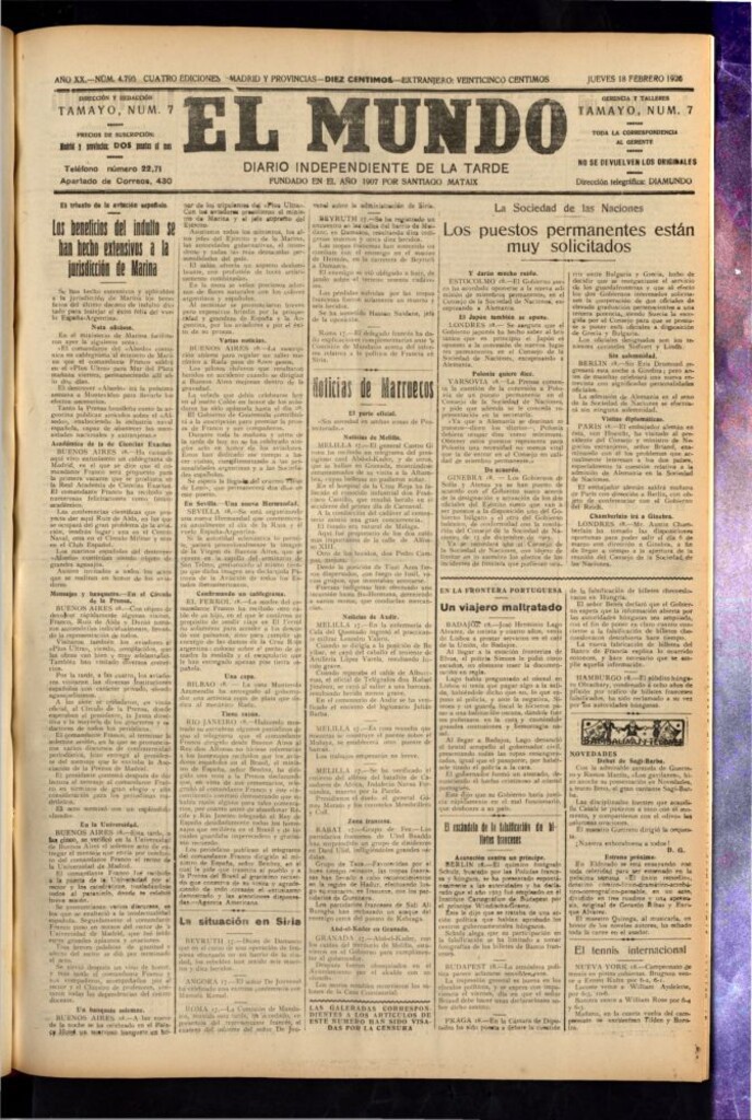 Miniatura de El Mundo del 18 de febrero de 1926