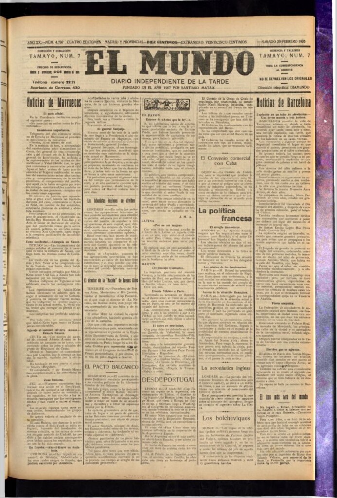 Miniatura de El Mundo del 20 de febrero de 1926