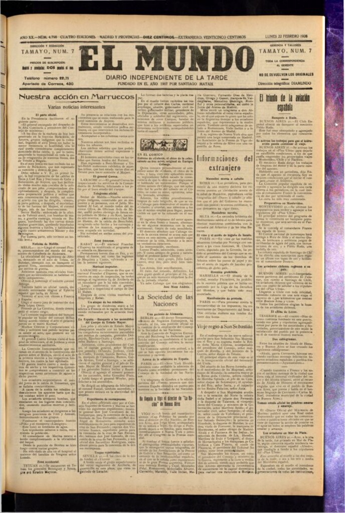 Miniatura de El Mundo del 22 de febrero de 1926