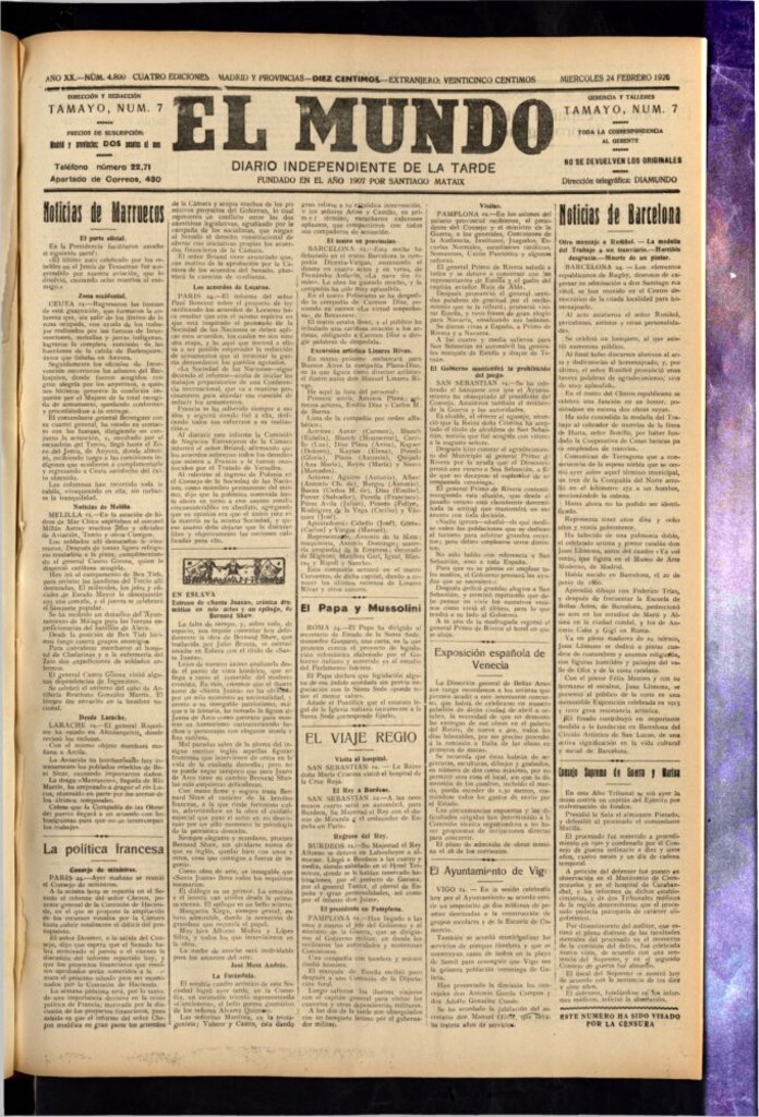 Miniatura de El Mundo del 24 de febrero de 1926