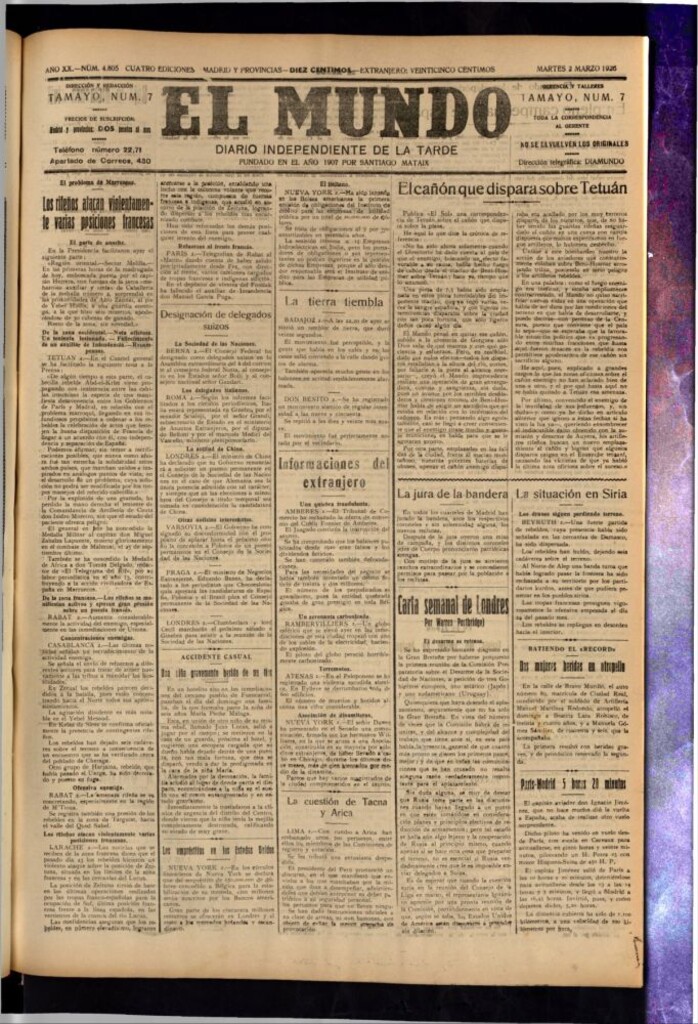 Miniatura de El Mundo del 2 de marzo de 1926