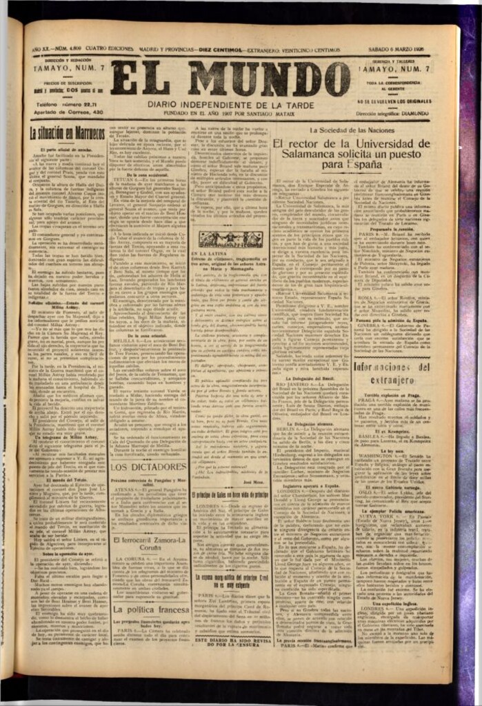 Miniatura de El Mundo del 6 de marzo de 1926