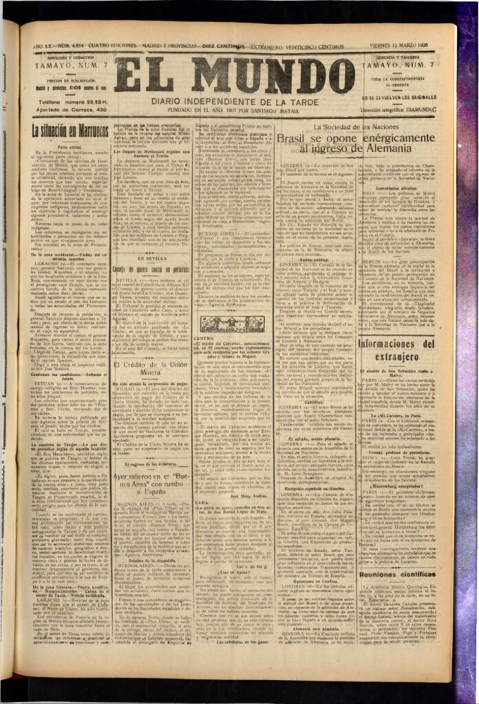 Miniatura de El Mundo del 12 de marzo de 1926