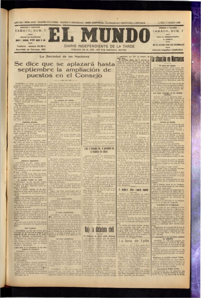 Miniatura de El Mundo del 15 de marzo de 1926