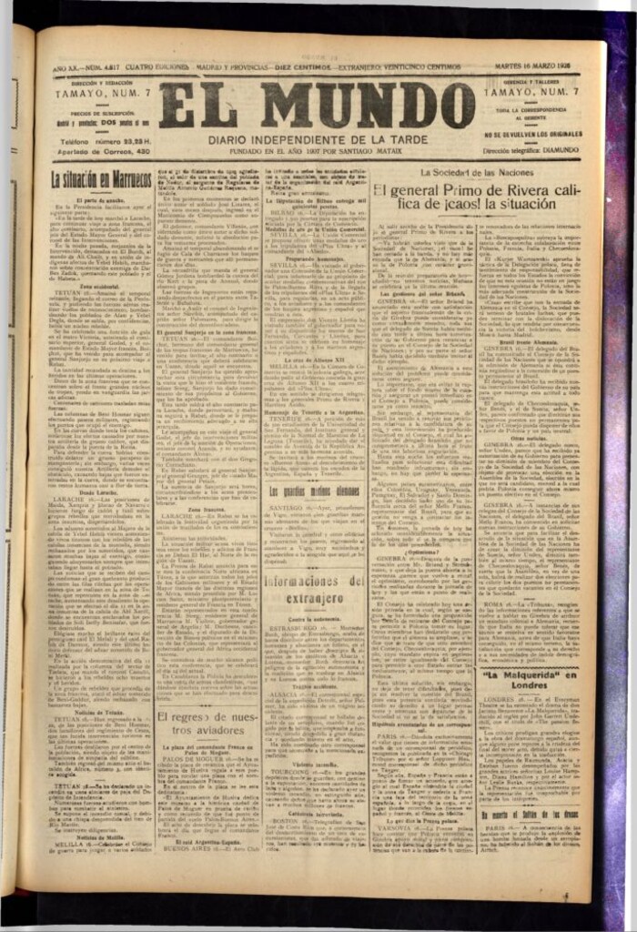 Miniatura de El Mundo del 16 de marzo de 1926